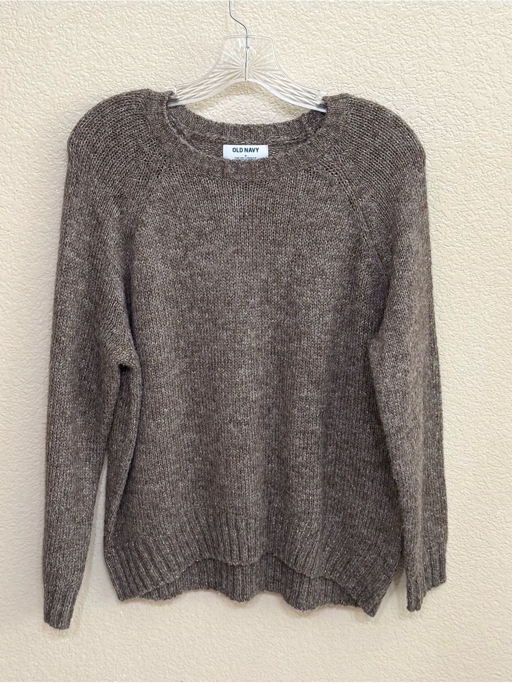 Old Navy Heathered Taupe Crewneck Sweater